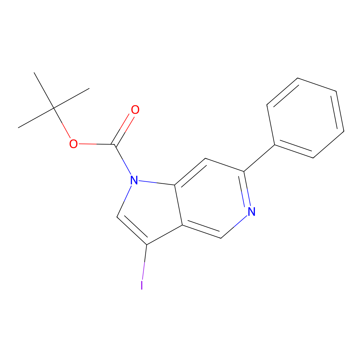 1-BOC-3-iodo-6-phenyl-5-azaindole molecular structure, CAS 1448259-12-8