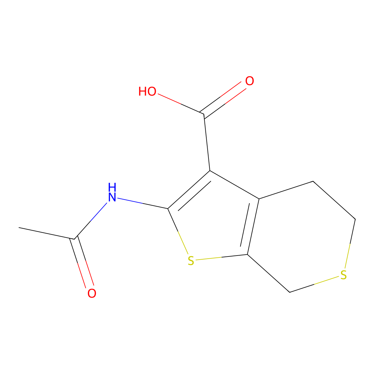 2-acetamido-4H,5H,7H-thieno[2,3-c]thiopyran-3-carboxylic acid molecular structure, CAS 1448259-63-9