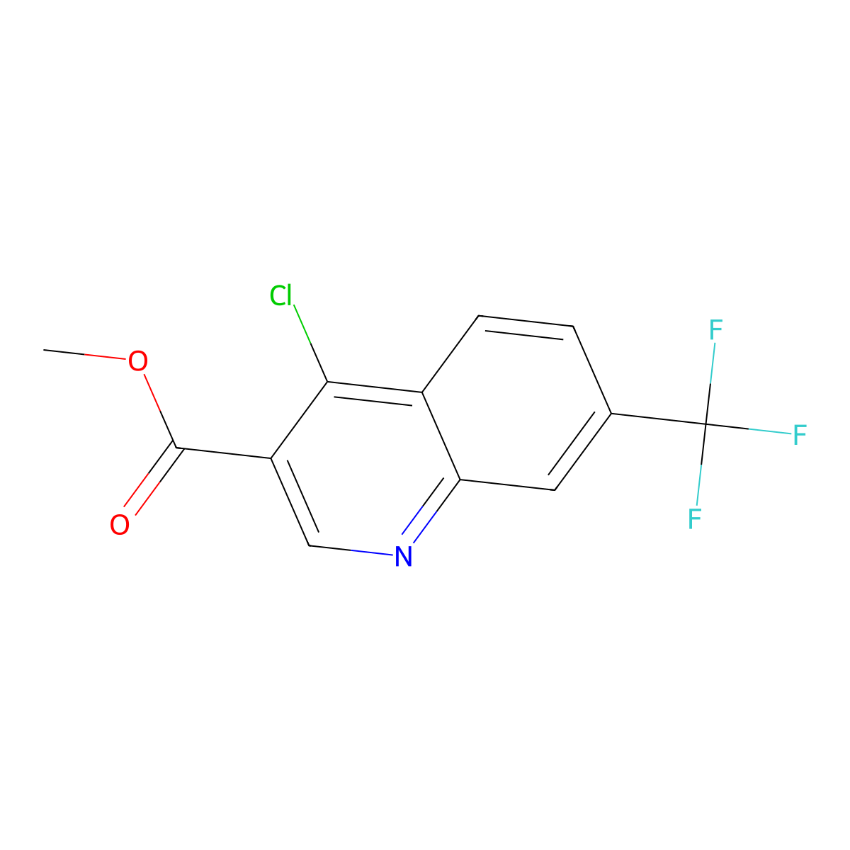 Methyl 4-chloro-7-(trifluoromethyl)quinoline-3-carboxylate molecular structure, CAS 1448259-68-4