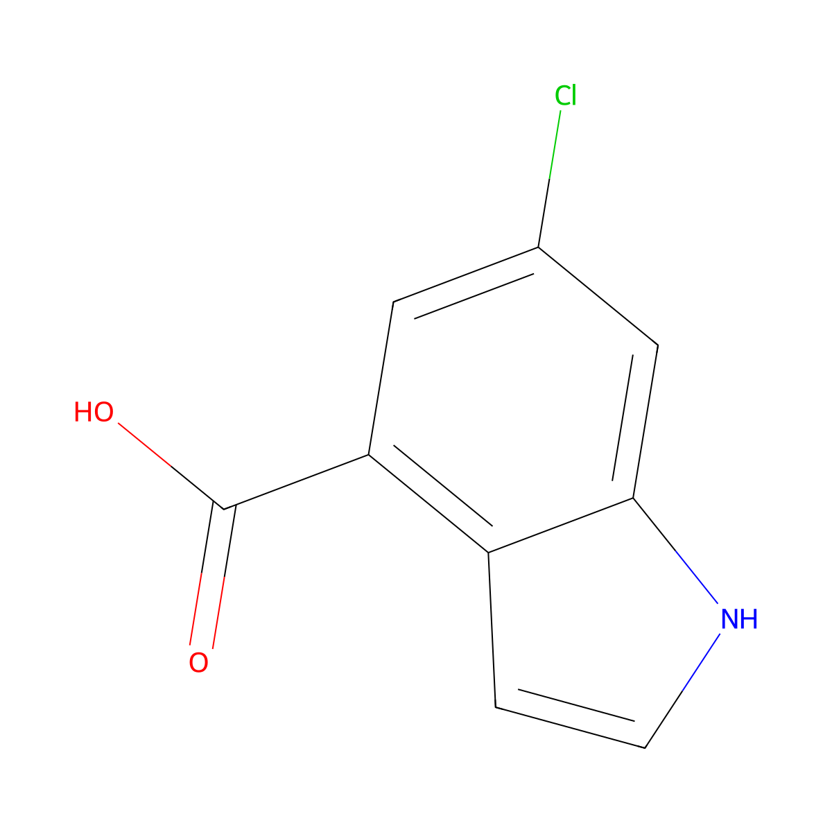 6-chloro-1H-indole-4-carboxylic acid molecular structure, CAS 1448260-43-2