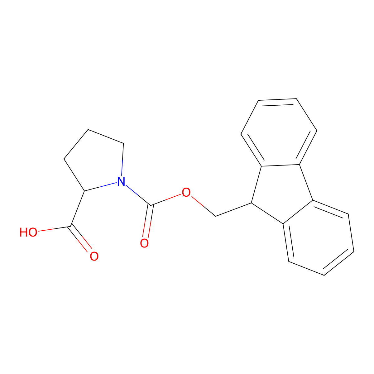 1-(9H-Fluoren-9-ylmethyl) hydrogen (S)-pyrrolidine-1,2-dicarboxylate molecular structure, CAS 144829-96-9