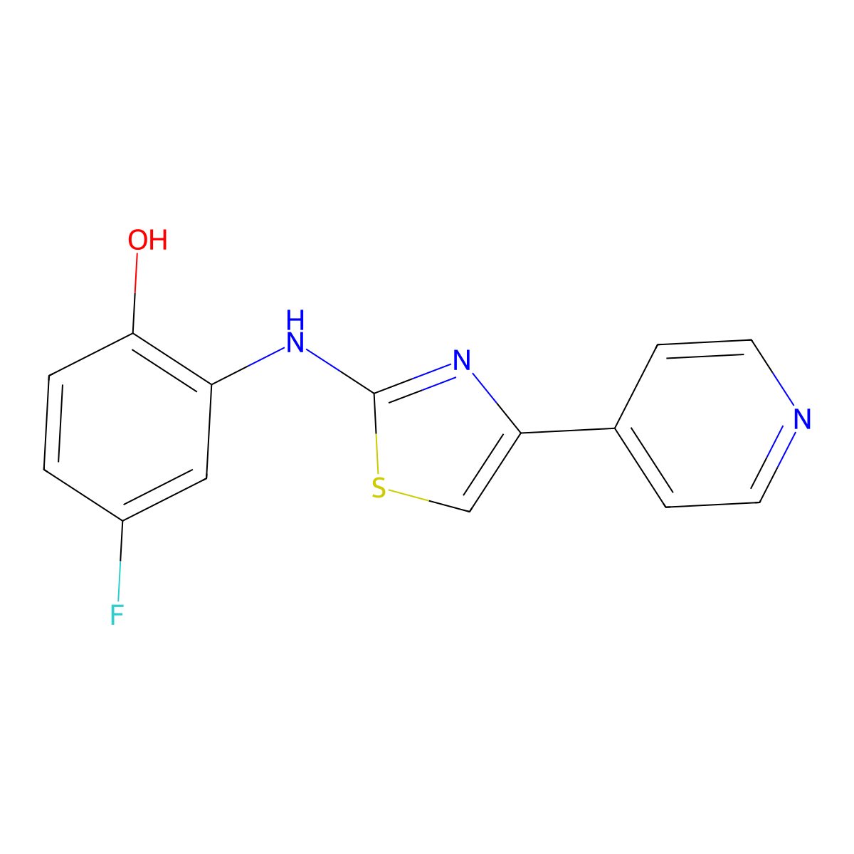 4-Fluoro-2-{[4-(Pyridin-4-Yl)-1,3-Thiazol-2-Yl]amino}phenol molecular structure, CAS 1448324-33-1