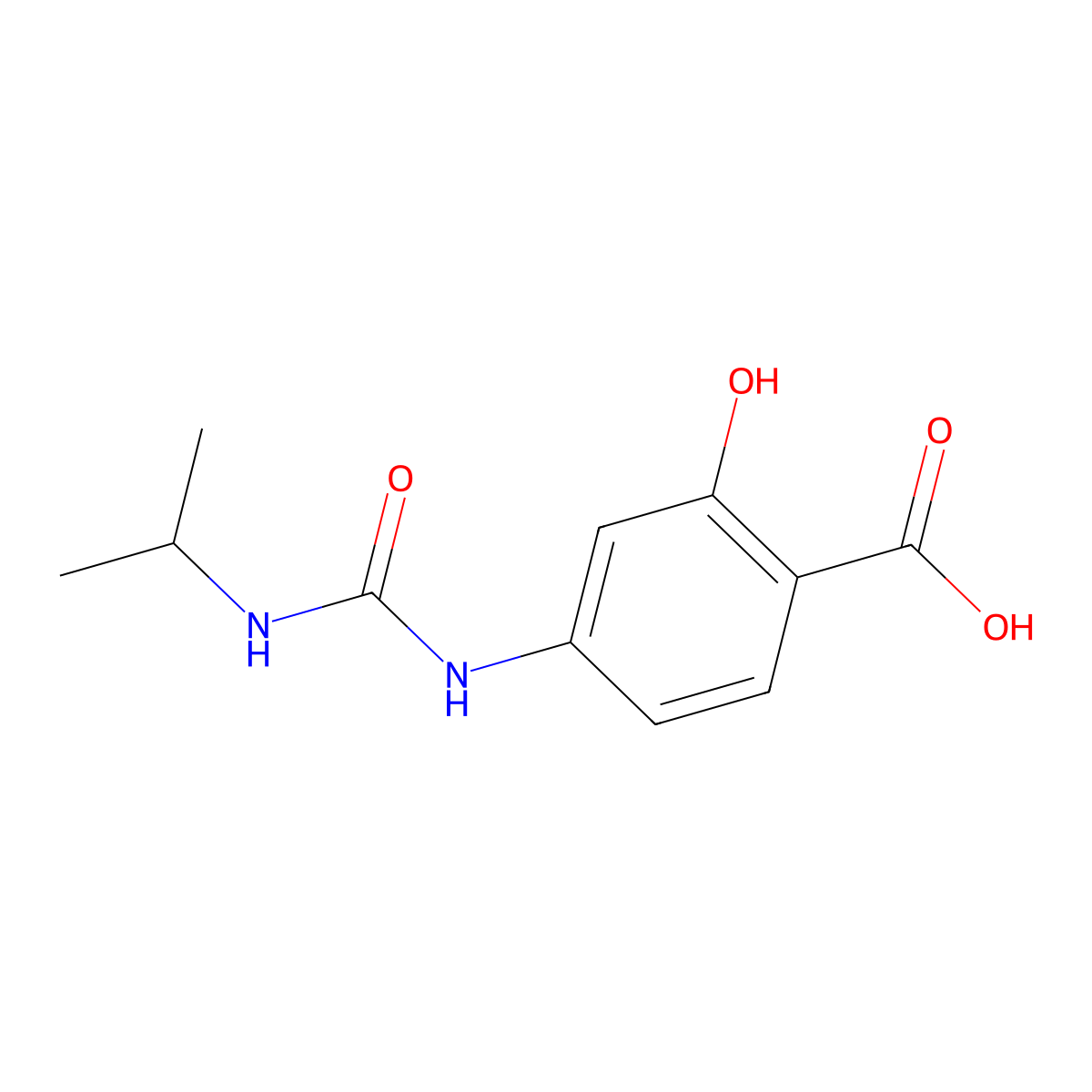 2-Hydroxy-4-{[(propan-2-yl)carbamoyl]amino}benzoic acid molecular structure, CAS 144835-24-5