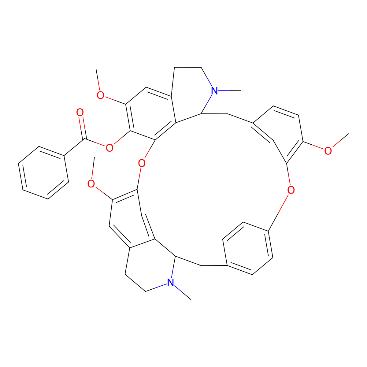 [(1S,14S)-9,20,25-trimethoxy-15,30-dimethyl-7,23-dioxa-15,30-diazaheptacyclo[22.6.2.23,6.18,12.114,18.027,31.022,33]hexatriaconta-3(36),4,6(35),8,10,12(34),18,20,22(33),24,26,31-dodecaen-21-yl] benzoate molecular structure, CAS 1448355-15-4