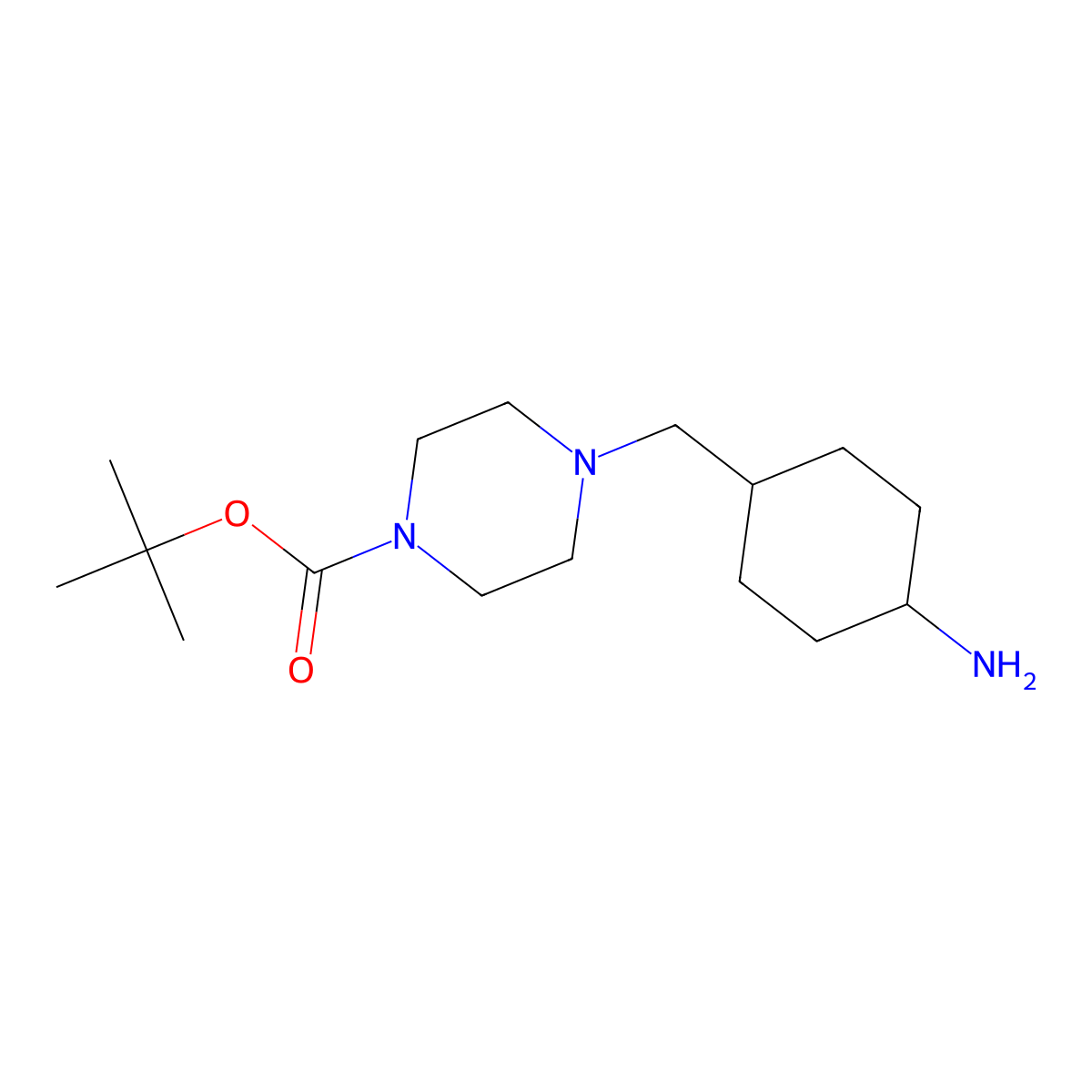 Tert-butyl trans-4-[(4-aminocyclohexyl)methyl]piperazine-1-carboxylate molecular structure, CAS 1448362-67-1