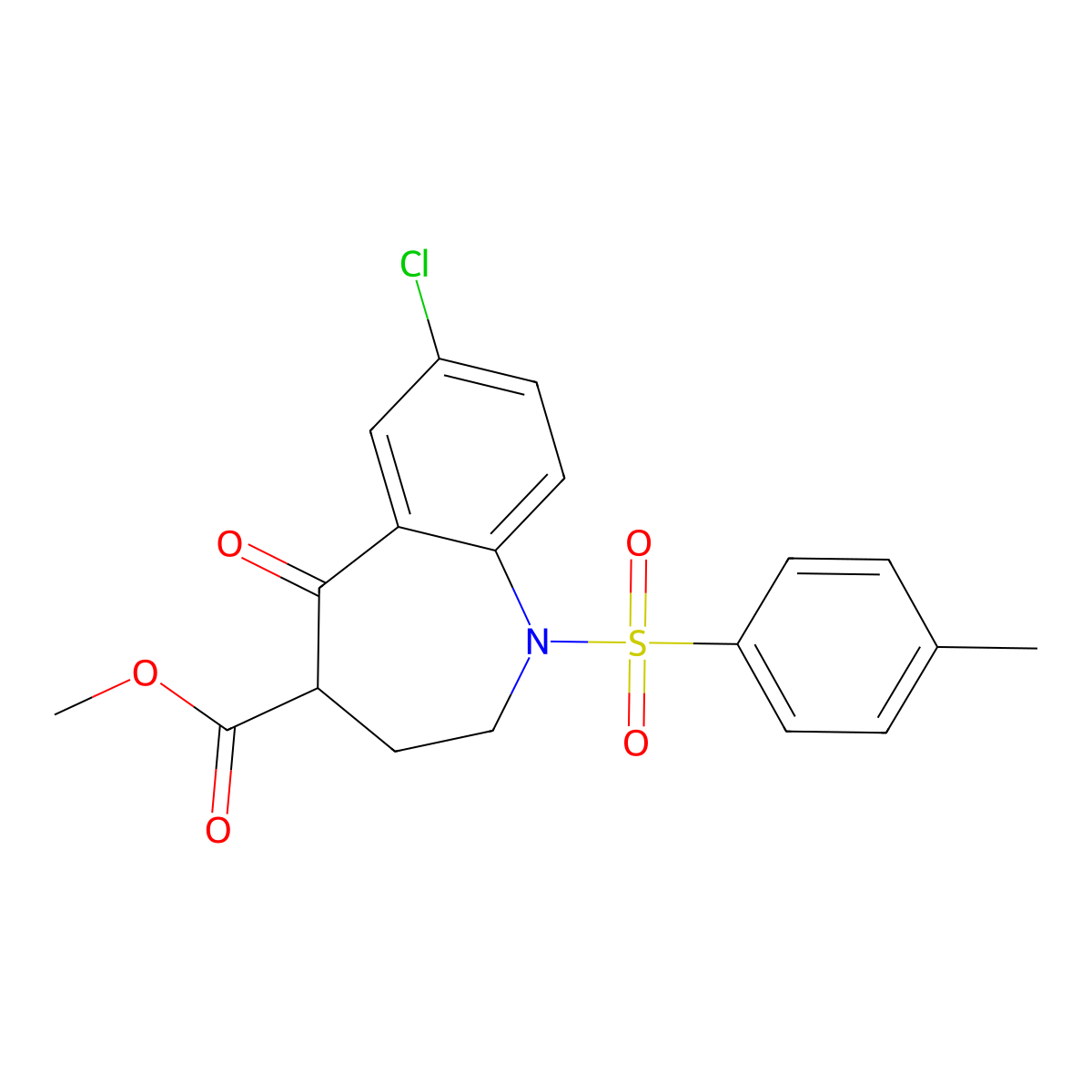 Methyl 7-chloro-2,3,4,5-tetrahydro-1-((4-methylphenyl)sulfonyl)-5-oxo-1H-1-benzazepine-4-carboxylate molecular structure, CAS 1448365-49-8