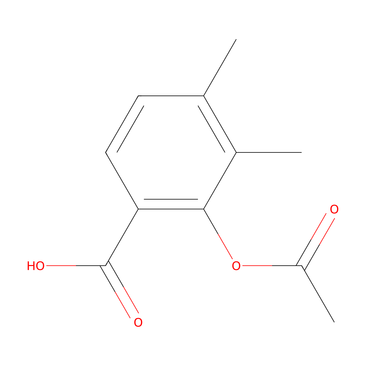 2-(Acetyloxy)-3,4-dimethylbenzoic acid molecular structure, CAS 14484-24-3
