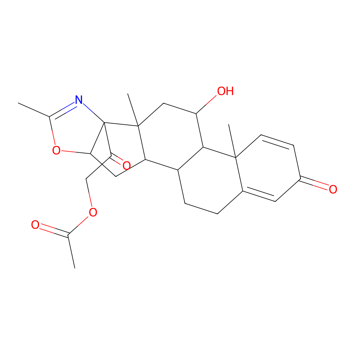 Deflazacort molecular structure, CAS 14484-47-0