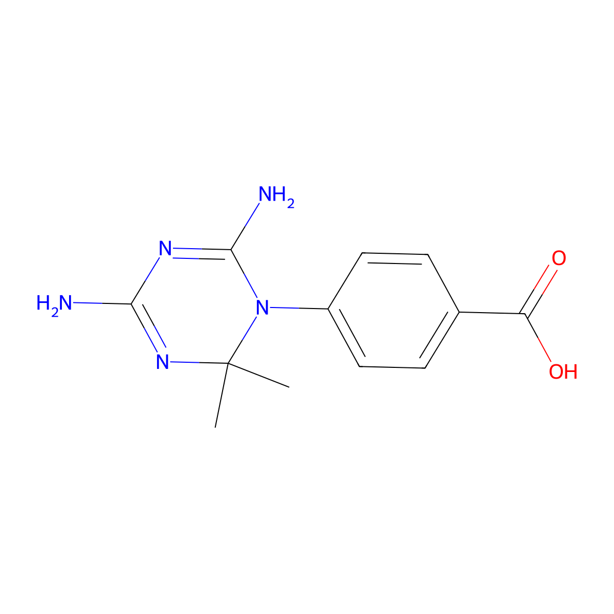 4-(4,6-Diamino-2,2-dimethyl-2H-[1,3,5]triazin-1-yl)-benzoic acid molecular structure, CAS 14484-50-5