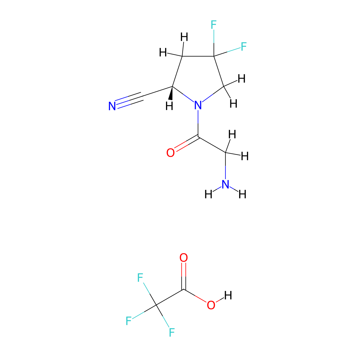 (S)-1-(2-aminoacetyl)-4,4-difluoropyrrolidine-2-carbonitrile 2,2,2-trifluoroacetate molecular structure, CAS 1448440-40-1