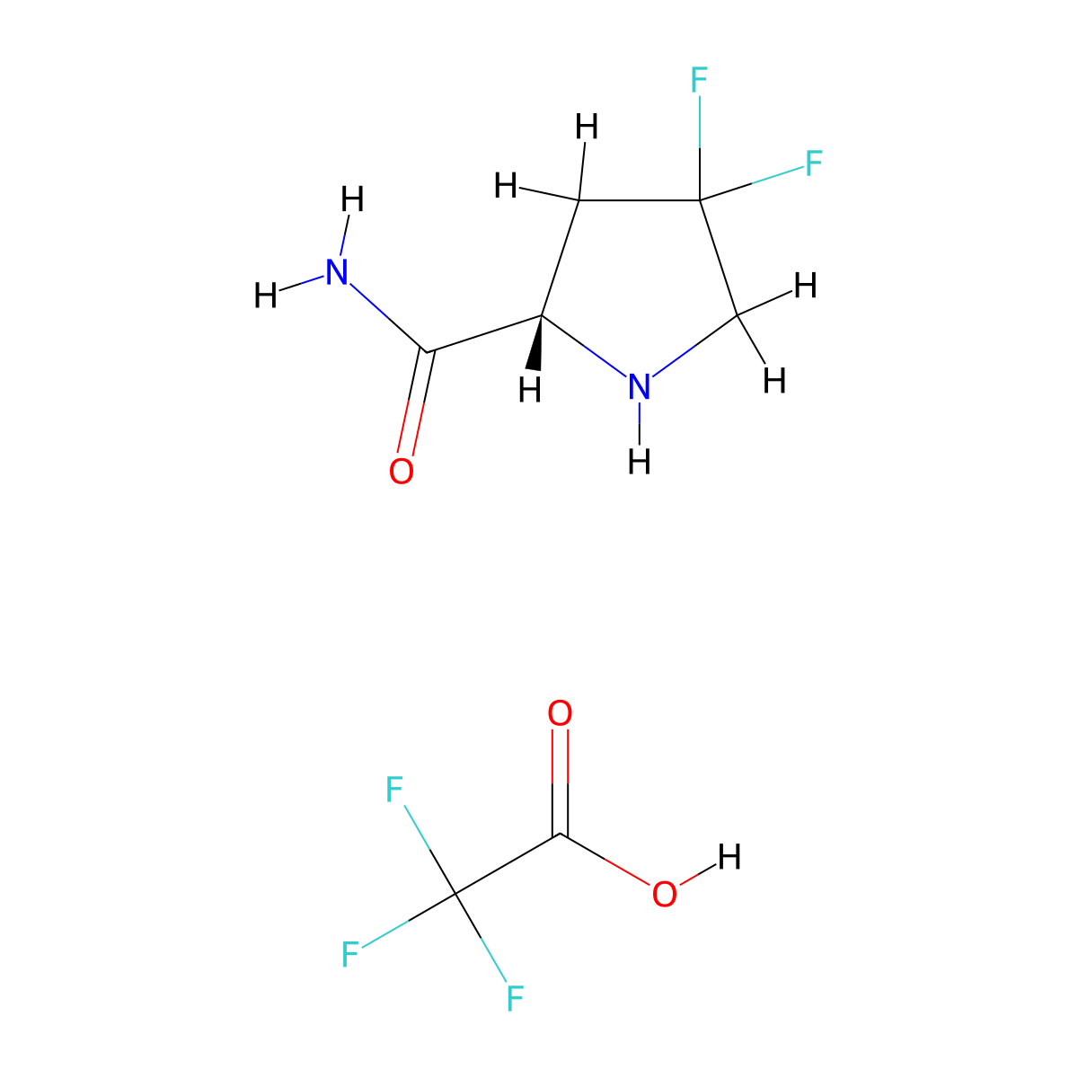 (S)-4,4-difluoropyrrolidine-2-carboxamide 2,2,2-trifluoroacetate molecular structure, CAS 1448440-46-7