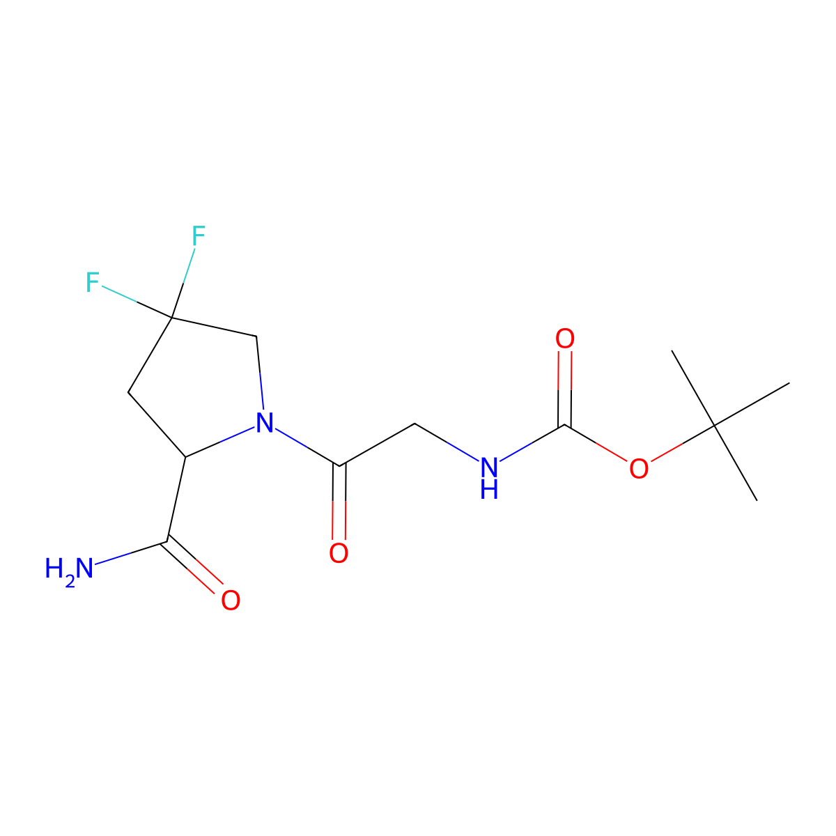(S)-tert-butyl (2-(2-carbamoyl-4,4-difluoropyrrolidin-1-yl)-2-oxoethyl)carbamate molecular structure, CAS 1448440-48-9