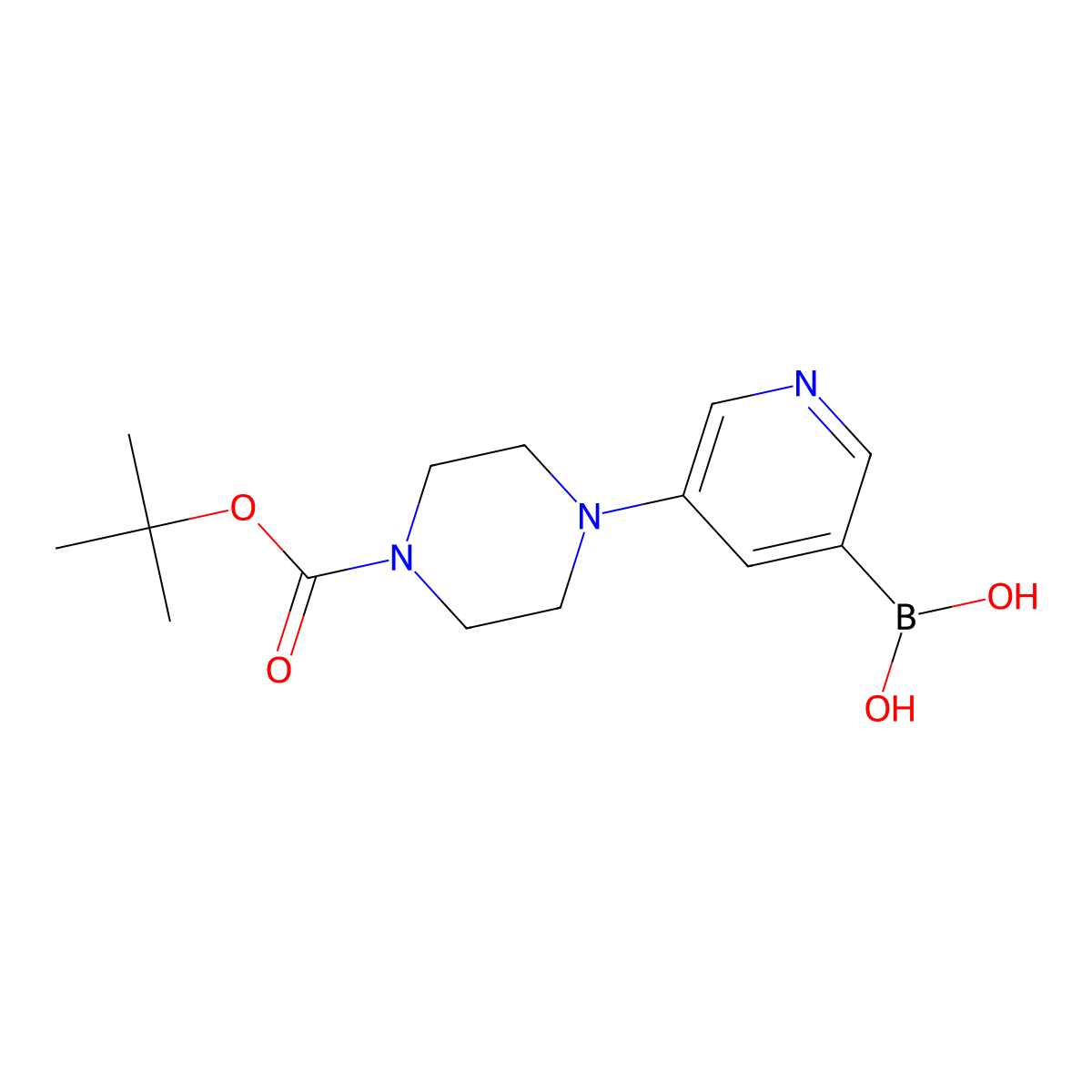 (5-{4-[(Tert-butoxy)carbonyl]piperazin-1-yl}pyridin-3-yl)boronic acid molecular structure, CAS 1448461-90-2
