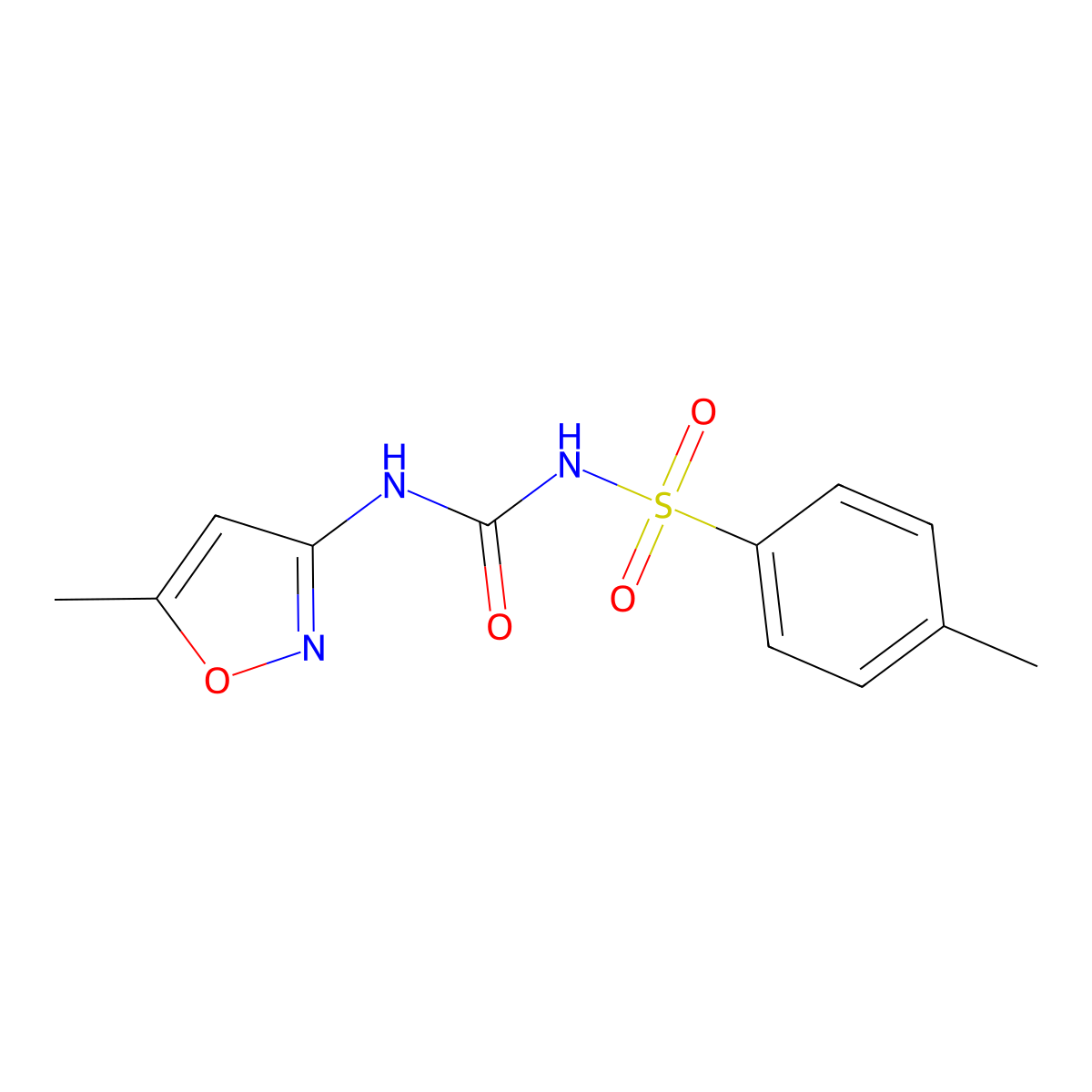 5-Methyl-3-[({[(4-methylphenyl)sulfonyl]amino}carbonyl)amino]isoxazole molecular structure, CAS 144849-07-0