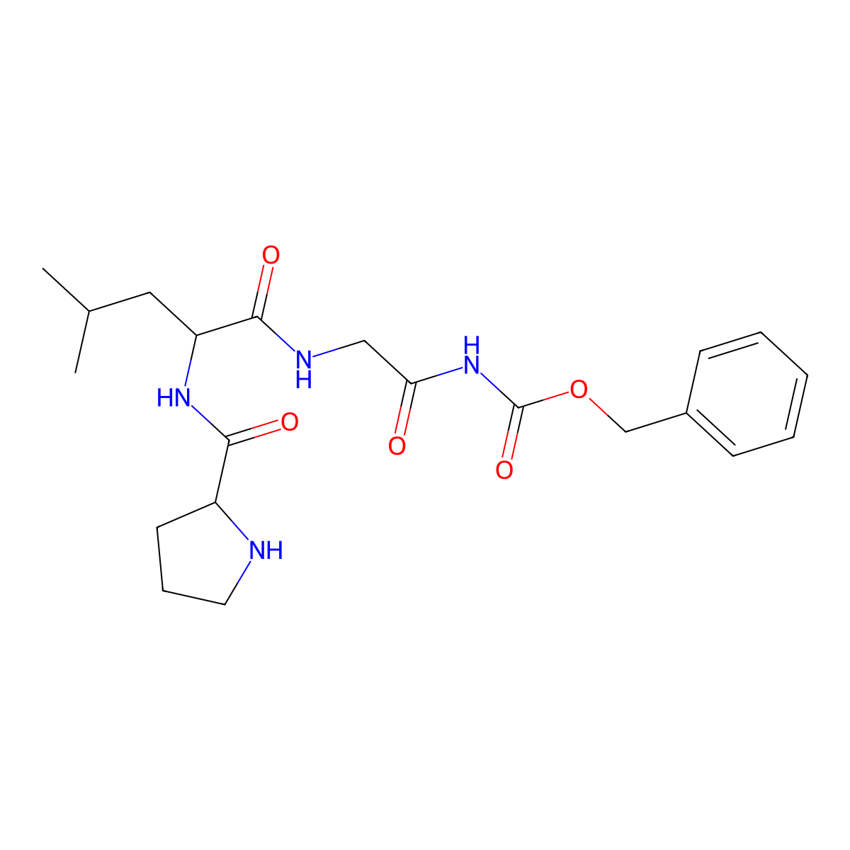 Carbobenzoxyprolyl-leucyl-glycinamide molecular structure, CAS 14485-80-4