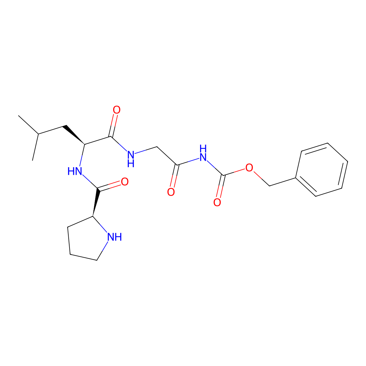 Carbobenzoxyprolyl-leucyl-glycinamide molecular structure, CAS 14485-80-4