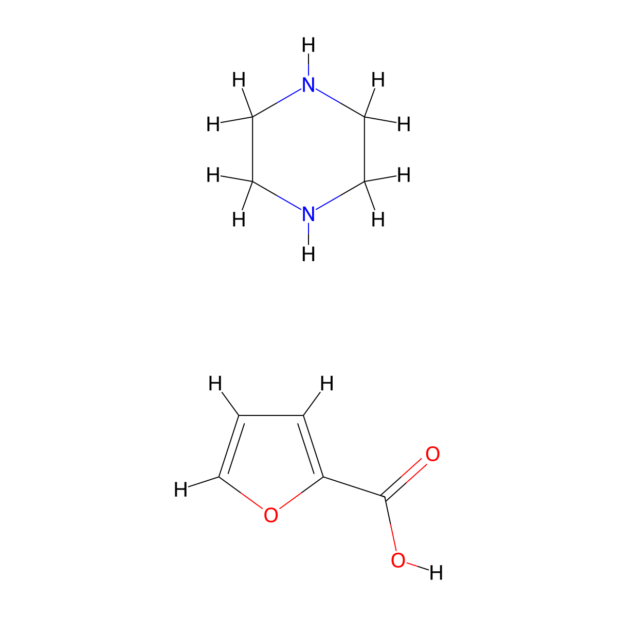 Furan-2-carboxylic acid-piperazine(1:1) molecular structure, CAS 14486-48-7