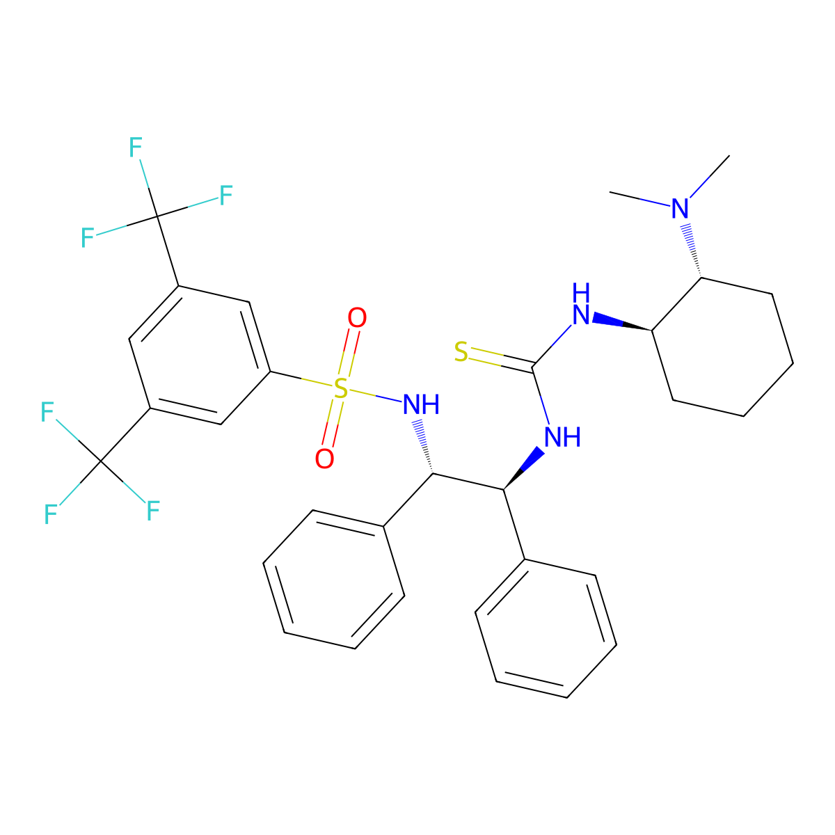 N-[(1S,2S)-2-[[[[(1R,2R)-2-(Dimethylamino)cyclohexyl]amino]thioxomethyl]amino]-1,2-diphenylethyl]-3,5-bis(trifluoromethyl)benzenesulfonamide molecular structure, CAS 1448608-06-7