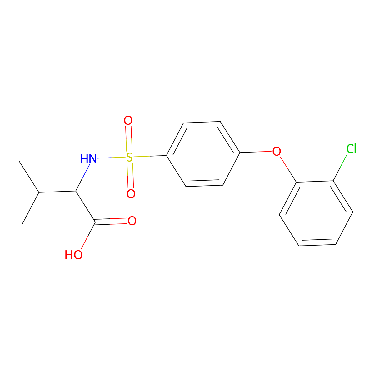 ((4-(2-Chlorophenoxy)phenyl)sulfonyl)valine molecular structure, CAS 1448636-37-0