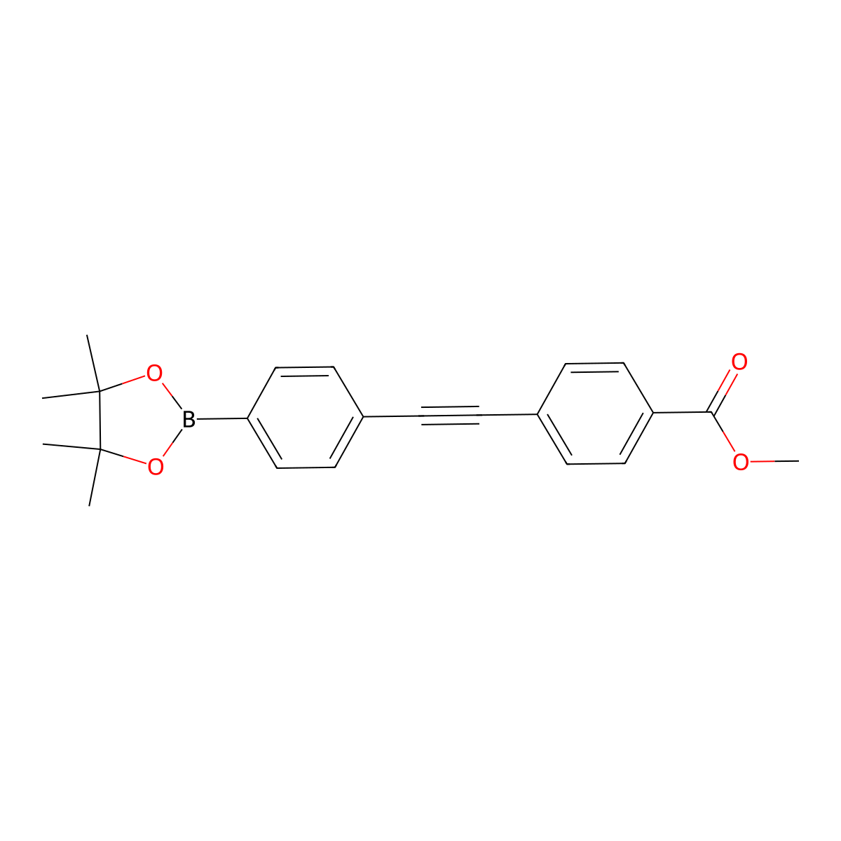 Methyl 4-((4-(4,4,5,5-tetramethyl-1,3,2-dioxaborolan-2-yl)phenyl)ethynyl)benzoate molecular structure, CAS 1448637-05-5