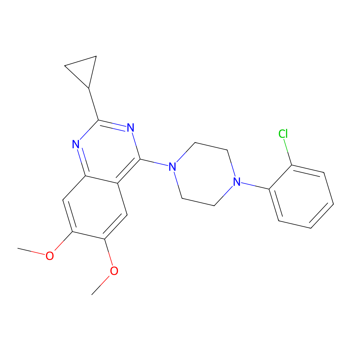 4-[4-(2-Chlorophenyl)-1-piperazinyl]-2-cyclopropyl-6,7-dimethoxyquinazoline molecular structure, CAS 1448676-82-1