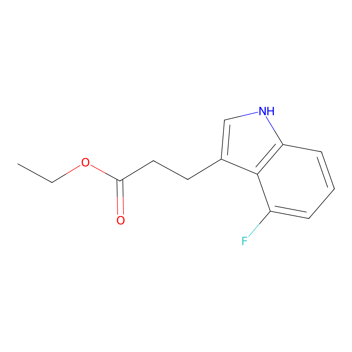 ethyl 3-(4-fluoro-1H-indol-3-yl)propanoate molecular structure, CAS 1448699-14-6
