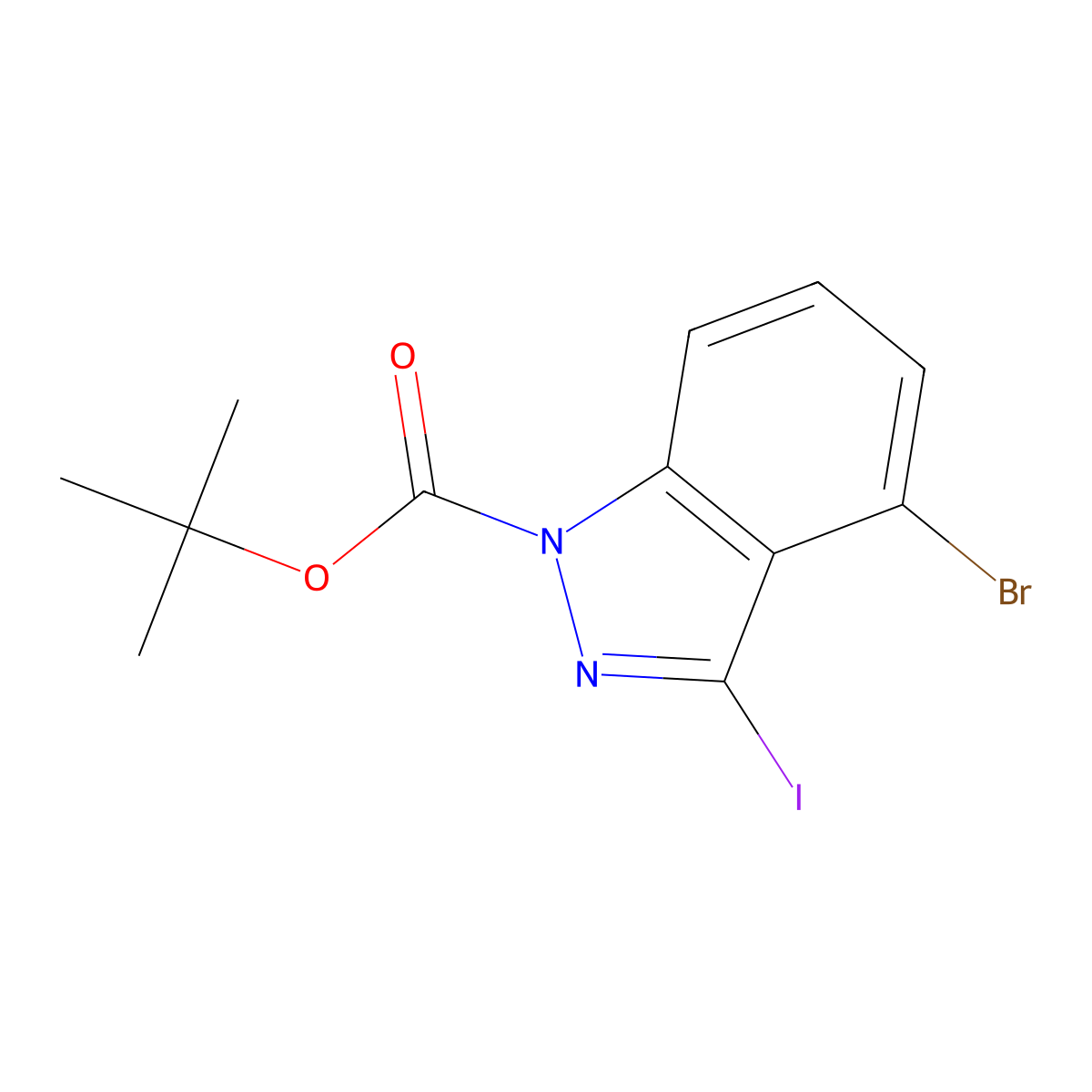 Tert-butyl 4-bromo-3-iodo-indazole-1-carboxylate molecular structure, CAS 1448699-27-1