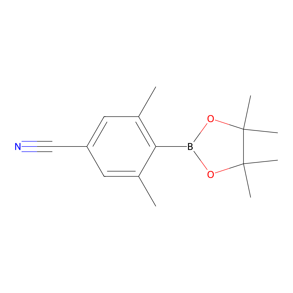 3,5-Dimethyl-4-(4,4,5,5-tetramethyl-1,3,2-dioxaborolan-2-yl)benzonitrile molecular structure, CAS 1448810-83-0