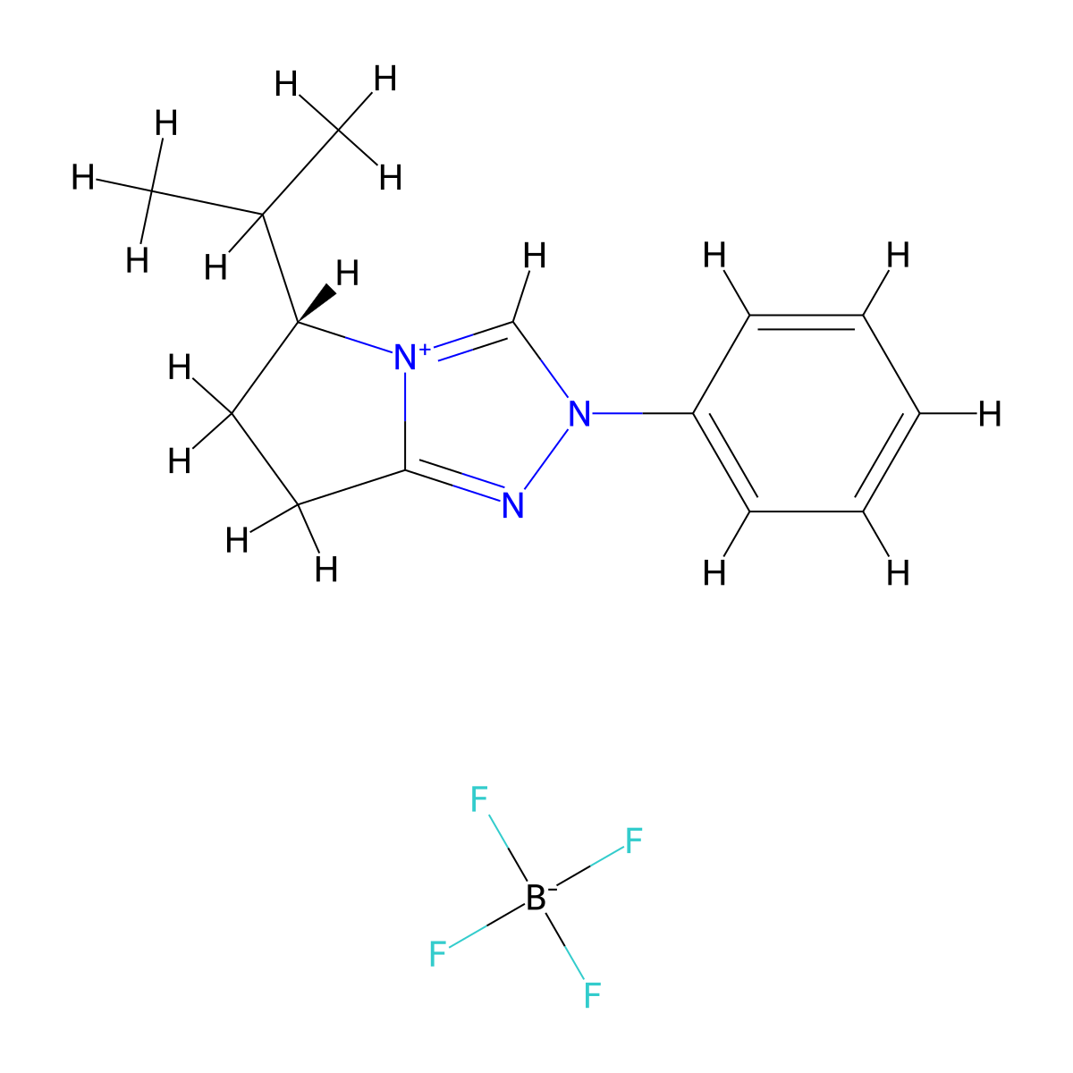 (R)-5-Isopropyl-2-phenyl-6,7-dihydro-5H-pyrrolo[2,1-c][1,2,4]triazol-2-ium tetrafluoroborate molecular structure, CAS 1448816-59-8