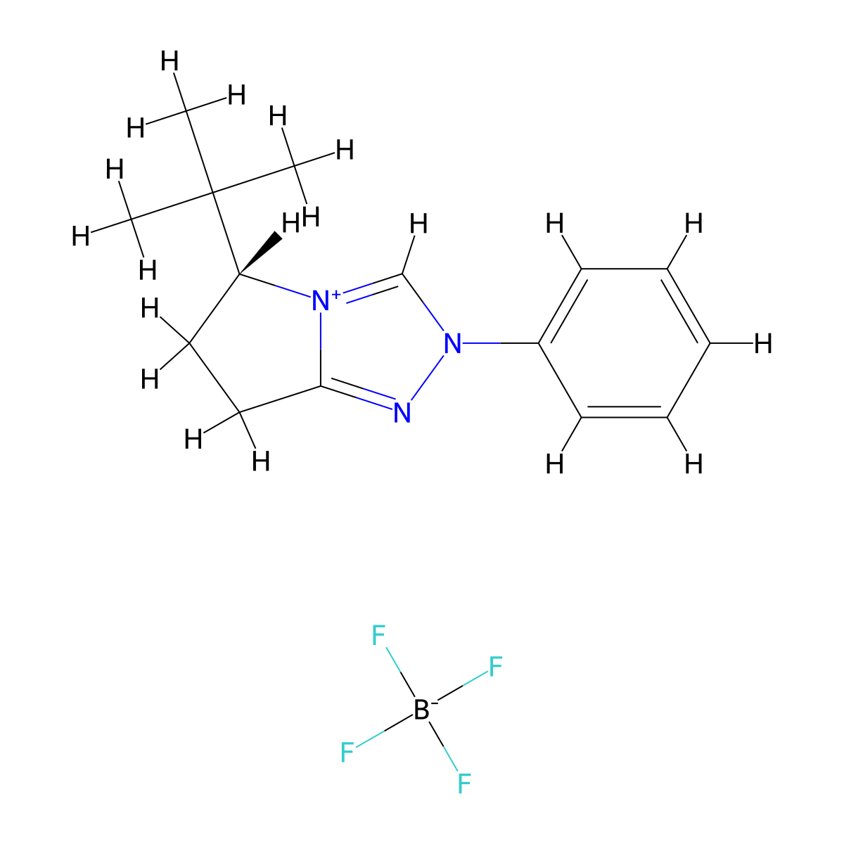 (R)-5-(tert-Butyl)-2-phenyl-6,7-dihydro-5H-pyrrolo[2,1-c][1,2,4]triazol-2-ium tetrafluoroborate molecular structure, CAS 1448816-61-2