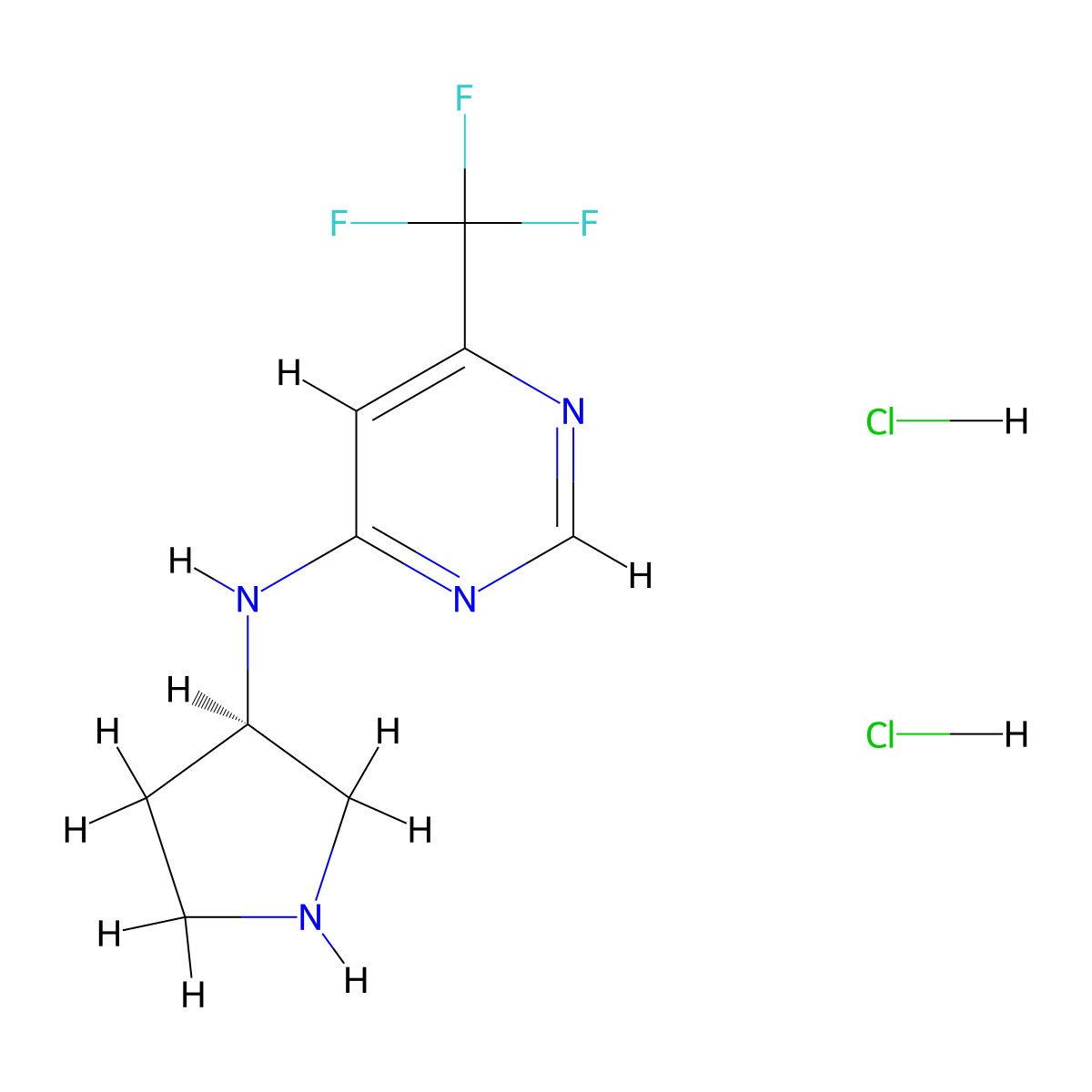 N-[(3R)-Pyrrolidin-3-yl]-6-(trifluoromethyl)pyrimidin-4-amine dihydrochloride molecular structure, CAS 1448850-53-0