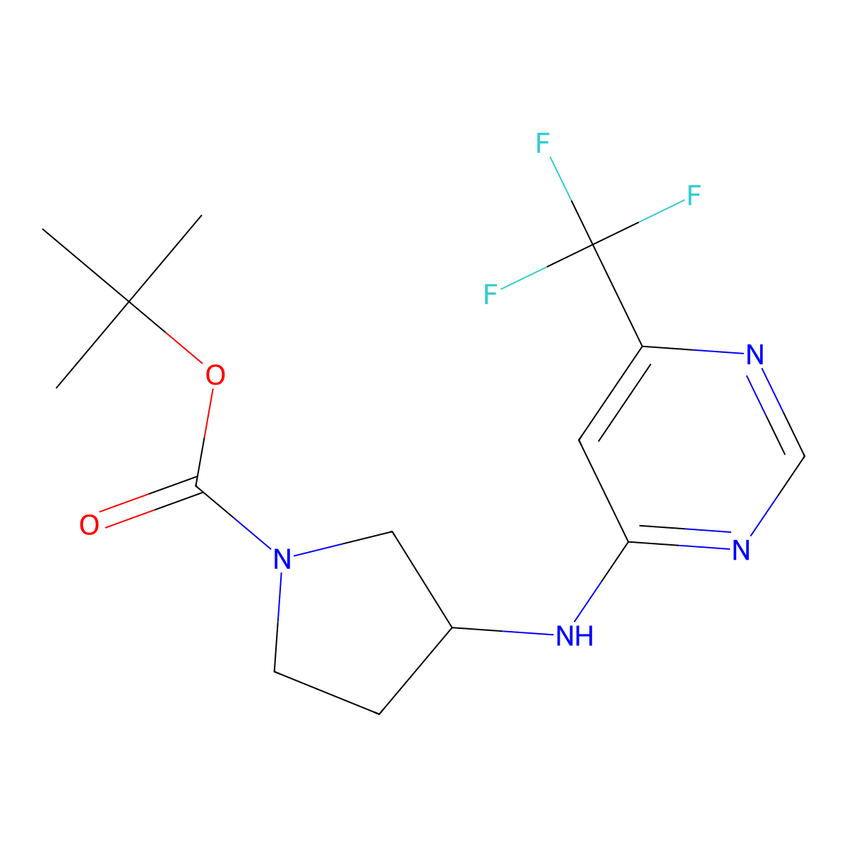 tert-Butyl (3R)-3-{[6-(trifluoromethyl)pyrimidin-4-yl]amino}pyrrolidine-1-carboxylate molecular structure, CAS 1448850-57-4