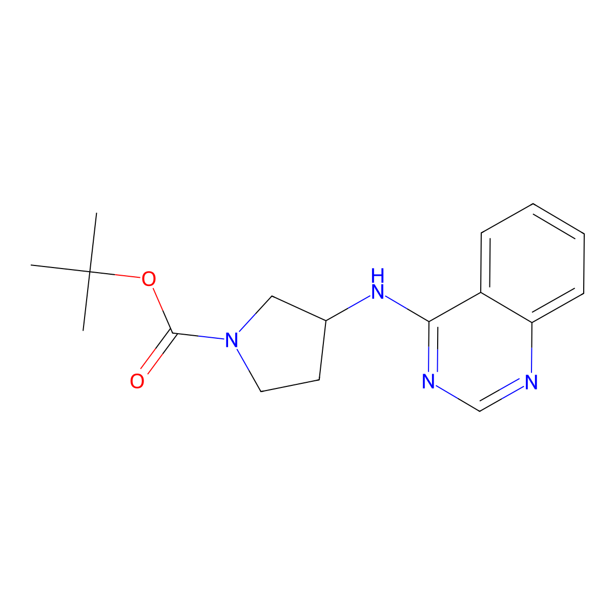 tert-Butyl (3S)-3-(quinazolin-4-ylamino)pyrrolidine-1-carboxylate molecular structure, CAS 1448850-59-6