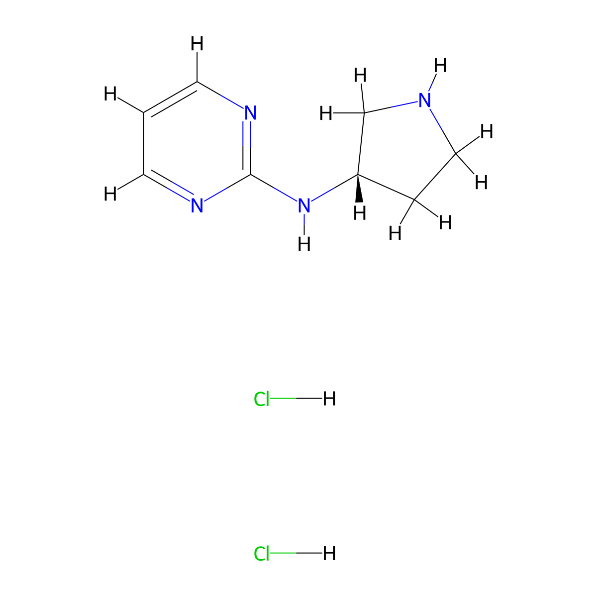 N-[(3S)-Pyrrolidin-3-yl]pyrimidin-2-amine dihydrochloride molecular structure, CAS 1448850-62-1