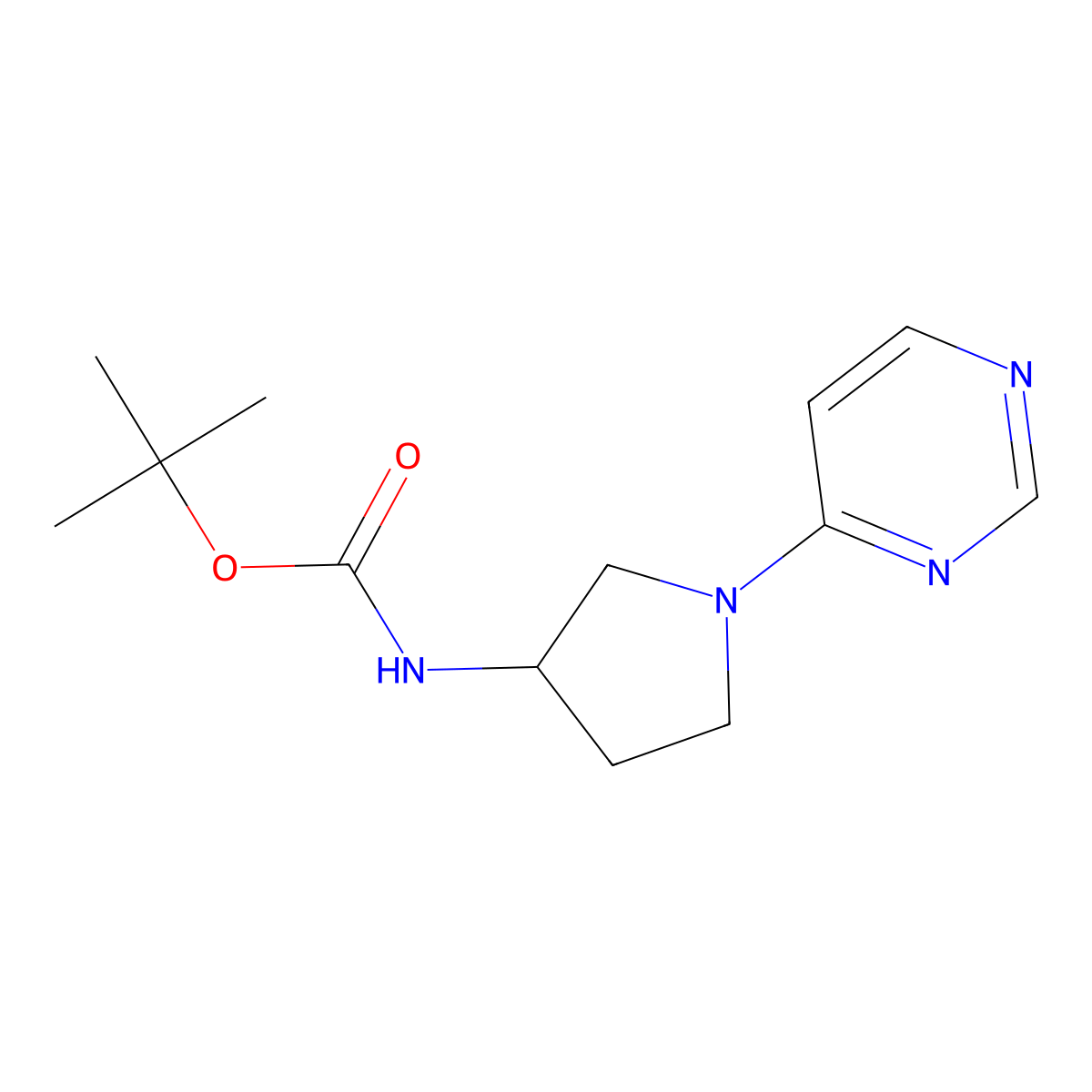 tert-Butyl N-[(3S)-1-(pyrimidin-4-yl)pyrrolidin-3-yl]carbamate molecular structure, CAS 1448850-66-5