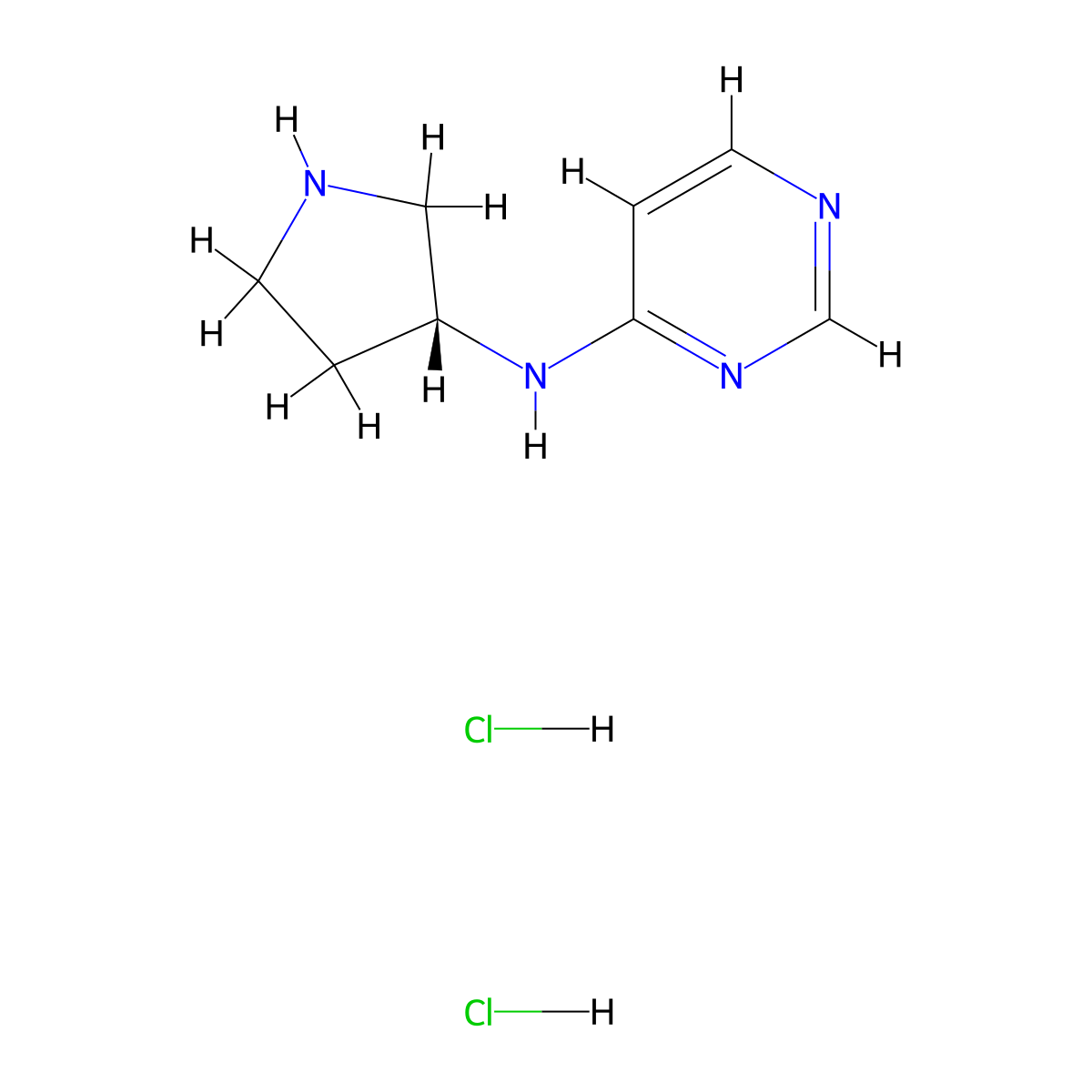 N-[(3R)-Pyrrolidin-3-yl]pyrimidin-4-amine dihydrochloride molecular structure, CAS 1448850-68-7