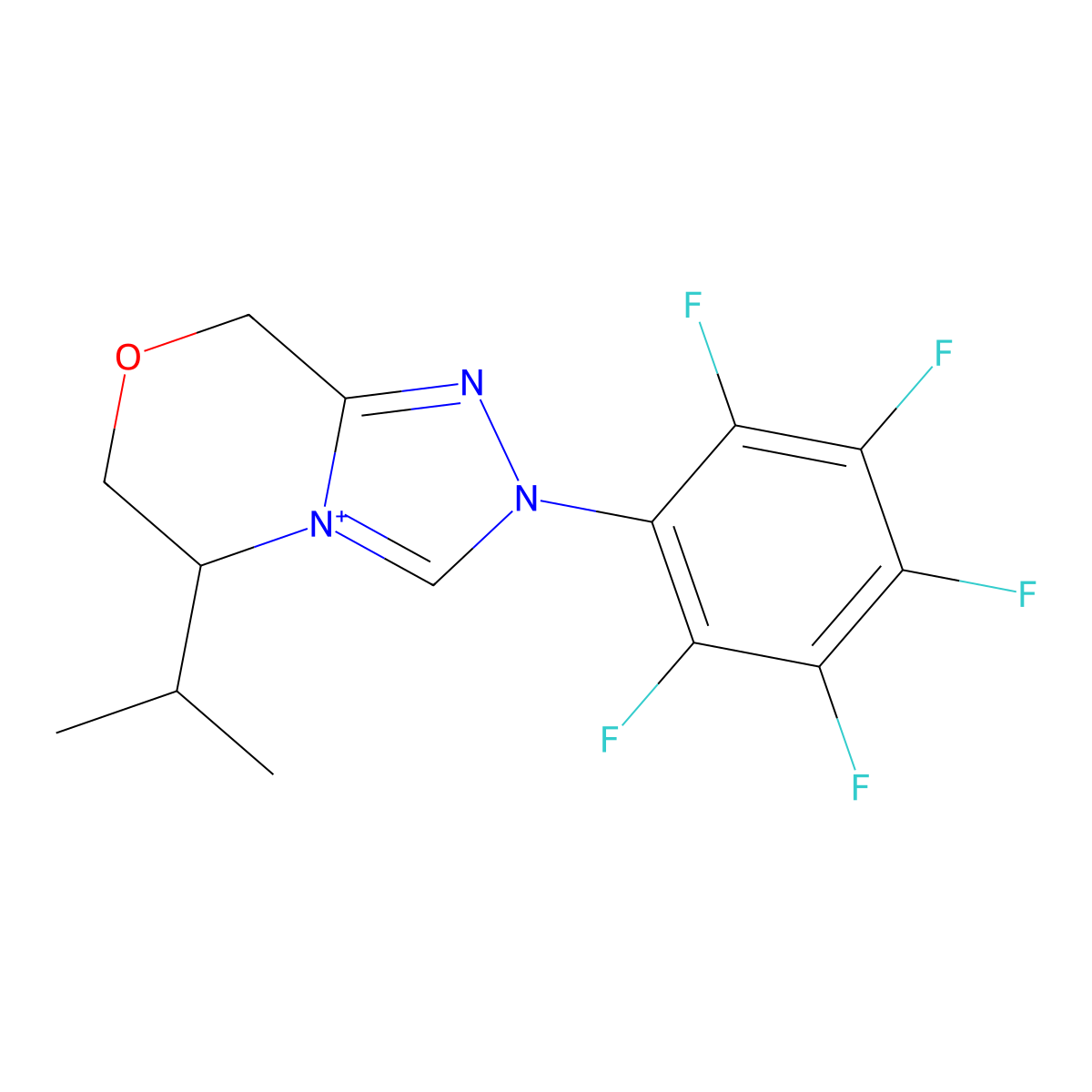 (S)-5-Isopropyl-2-(perfluorophenyl)-5,6-dihydro-8H-[1,2,4]triazolo[3,4-c][1,4]oxazin-2-ium molecular structure, CAS 1448853-51-7