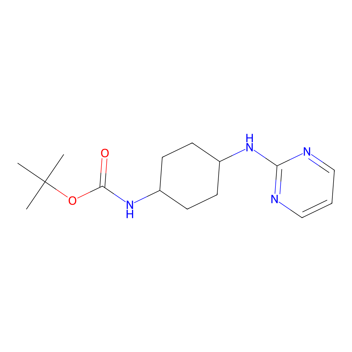 (1R*,4R*)-tert-Butyl N-[4-(pyrimidin-2-ylamino)cyclohexyl]carbamate molecular structure, CAS 1448854-60-1