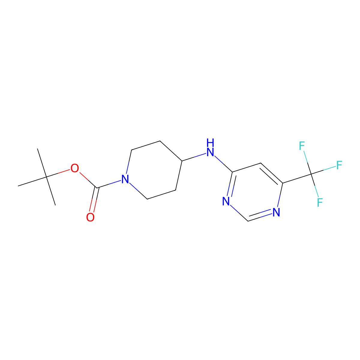 tert-Butyl 4-[6-(trifluoromethyl)pyrimidin-4-yl]aminopiperidine-1-carboxylate molecular structure, CAS 1448854-71-4