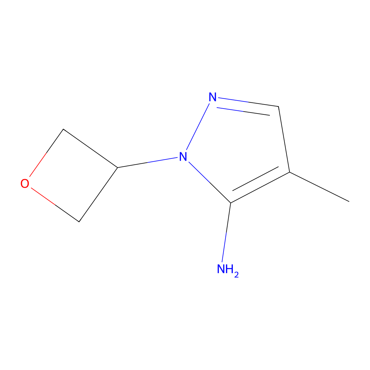 4-Methyl-1-(oxetan-3-yl)-1H-pyrazol-5-amine molecular structure, CAS 1448854-79-2