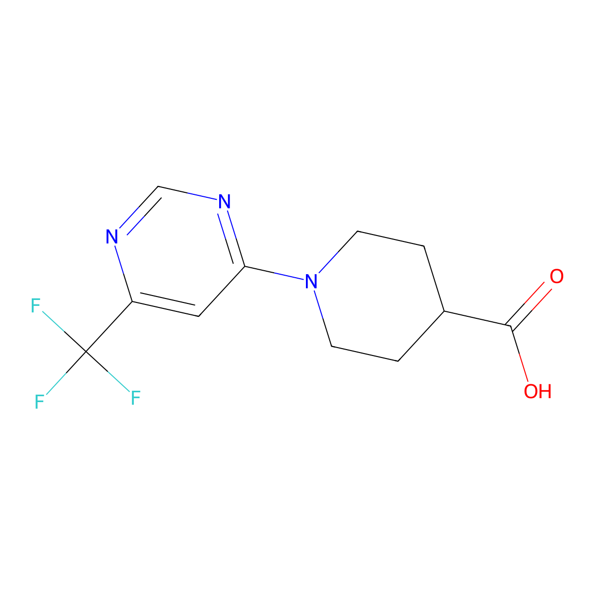 1-[6-(Trifluoromethyl)pyrimidin-4-yl]piperidine-4-carboxylic acid molecular structure, CAS 1448854-86-1