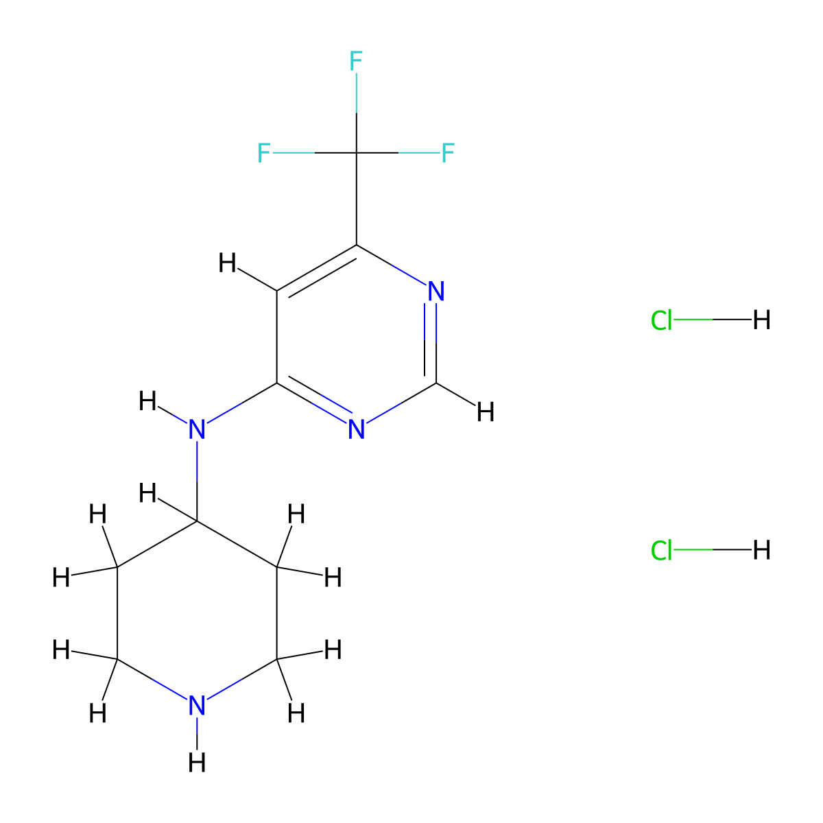 N-(Piperidin-4-yl)-6-(trifluoromethyl)pyrimidin-4-amine dihydrochloride molecular structure, CAS 1448854-92-9