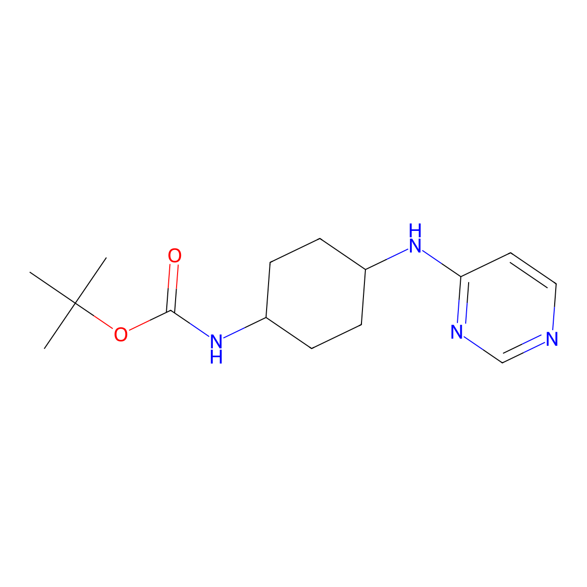 (1R*,4R*)-tert-Butyl N-[4-(pyrimidin-4-ylamino)cyclohexyl]carbamate molecular structure, CAS 1448855-00-2