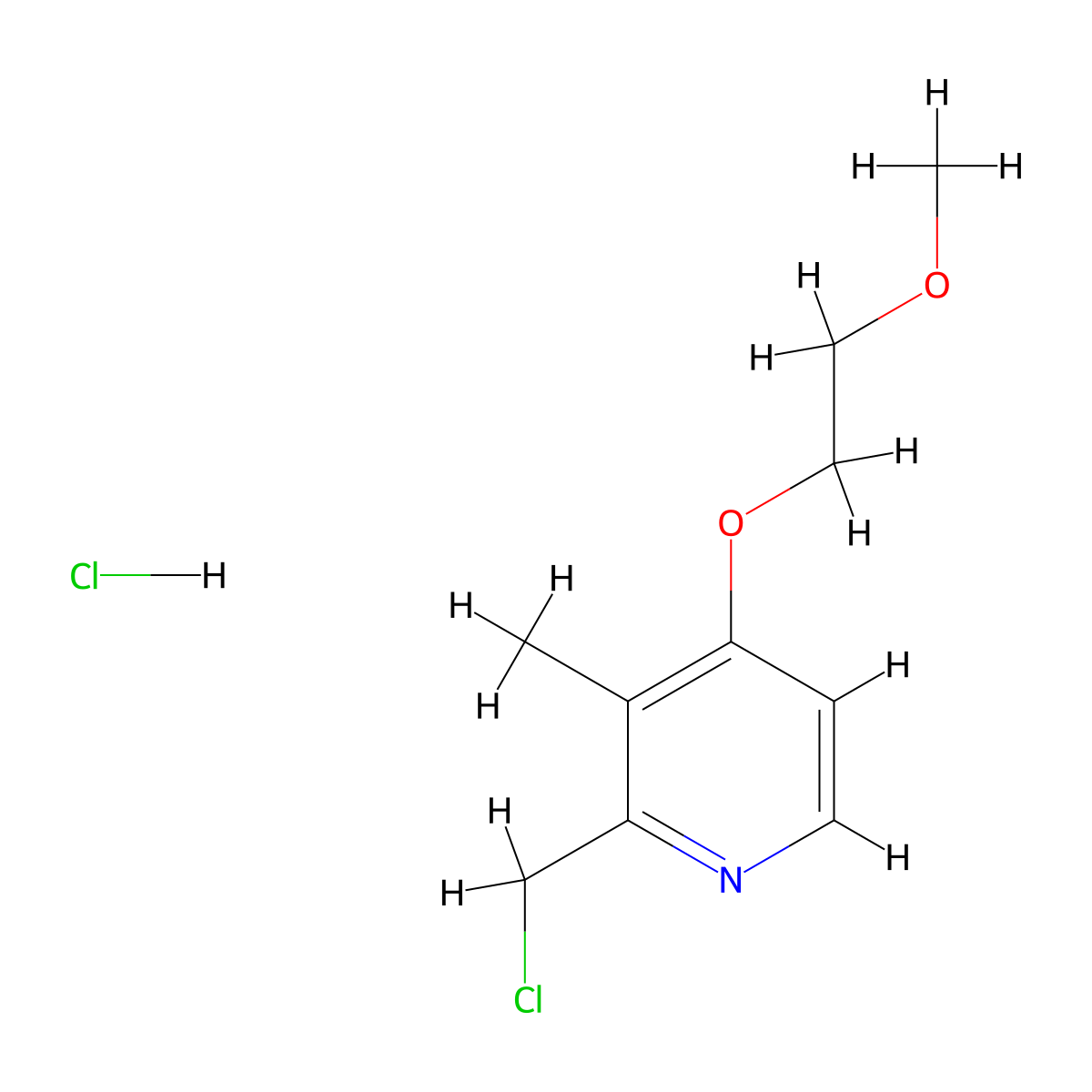 2-(Chloromethyl)-4-(2-methoxyethoxy)-3-methylpyridine hydrochloride molecular structure, CAS 1448855-40-0