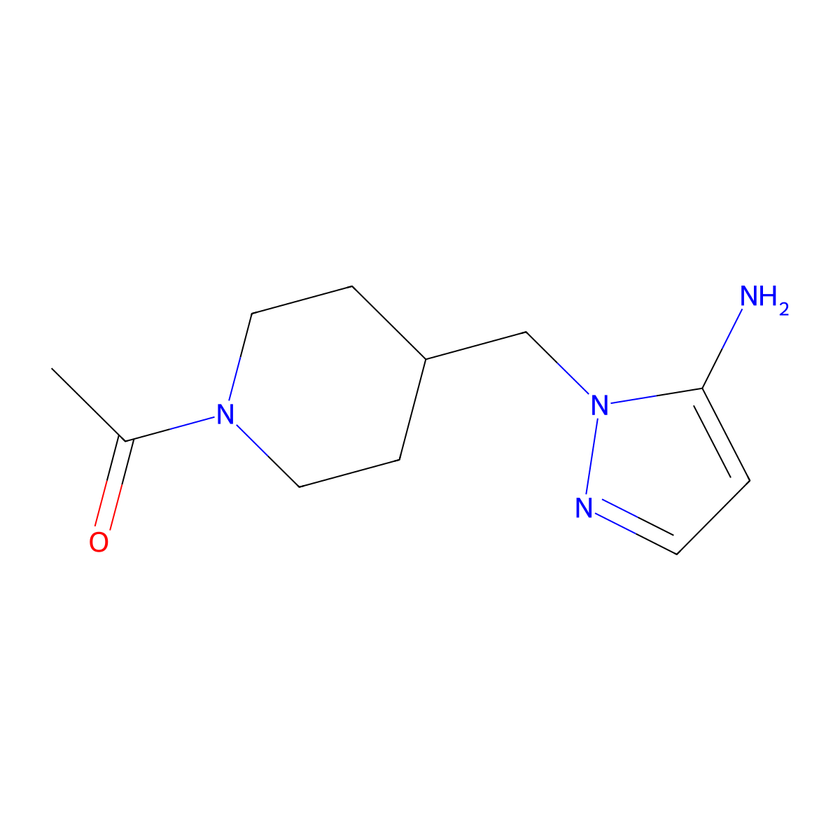 1-(4-((5-Amino-1H-pyrazol-1-yl)methyl)piperidin-1-yl)ethanone molecular structure, CAS 1448855-42-2