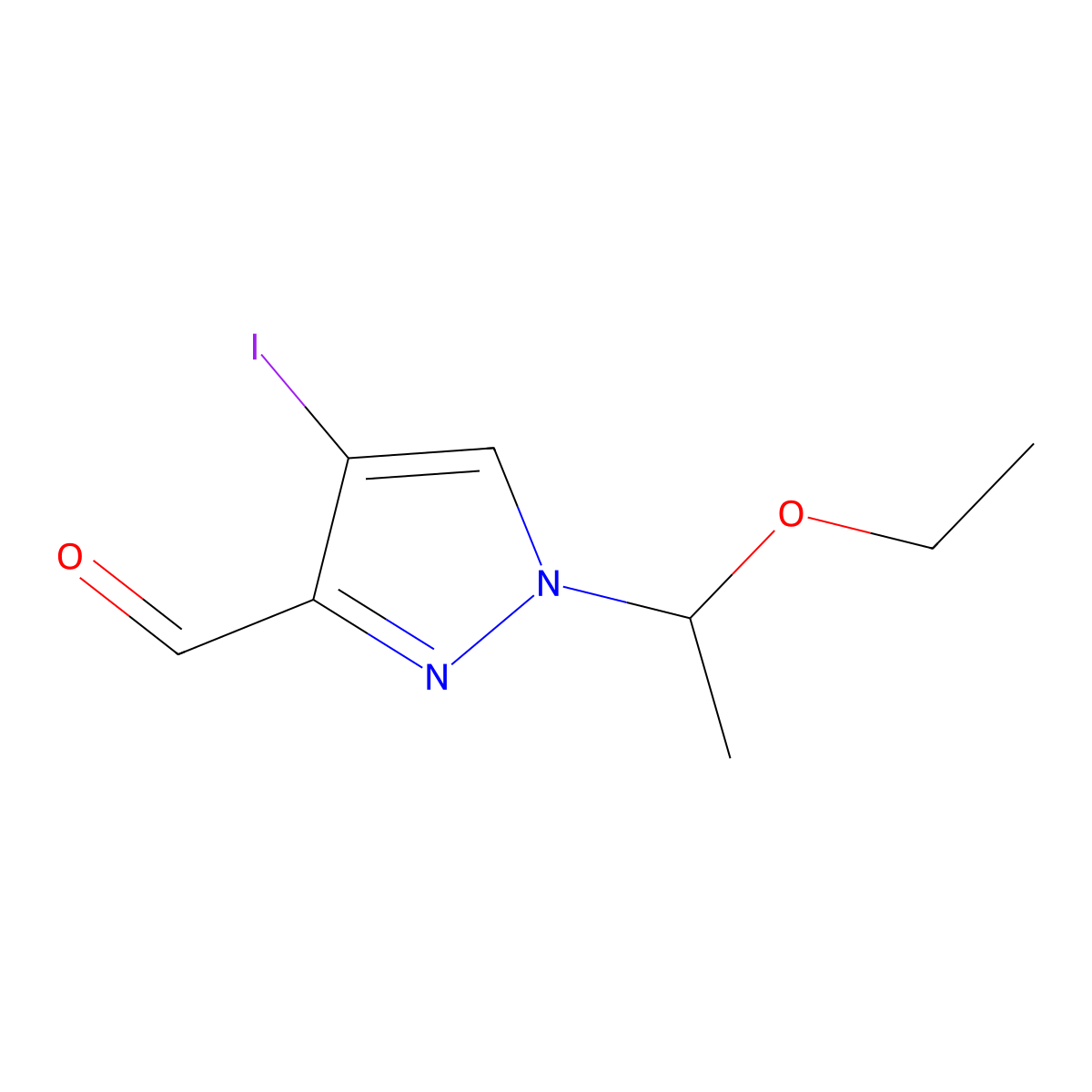 1-(1-ethoxyethyl)-4-iodo-1H-pyrazole-3-carbaldehyde molecular structure, CAS 1448855-48-8