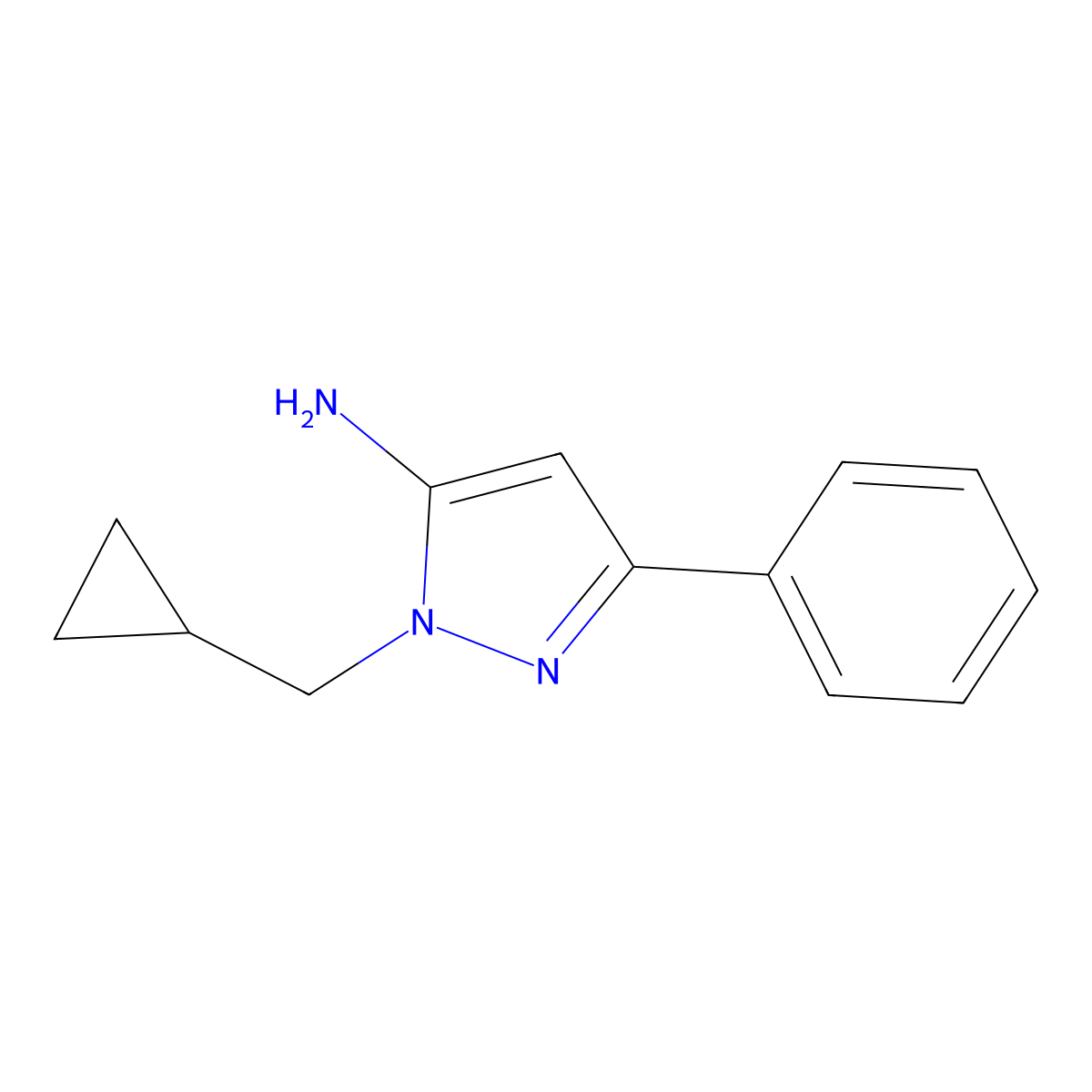 1-(Cyclopropylmethyl)-3-phenyl-1H-pyrazol-5-amine molecular structure, CAS 1448855-50-2