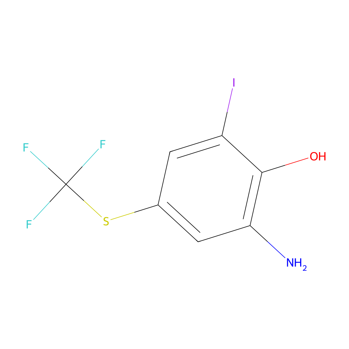 2-Amino-6-iodo-4-[(trifluoromethyl)thio]phenol molecular structure, CAS 1448858-58-9