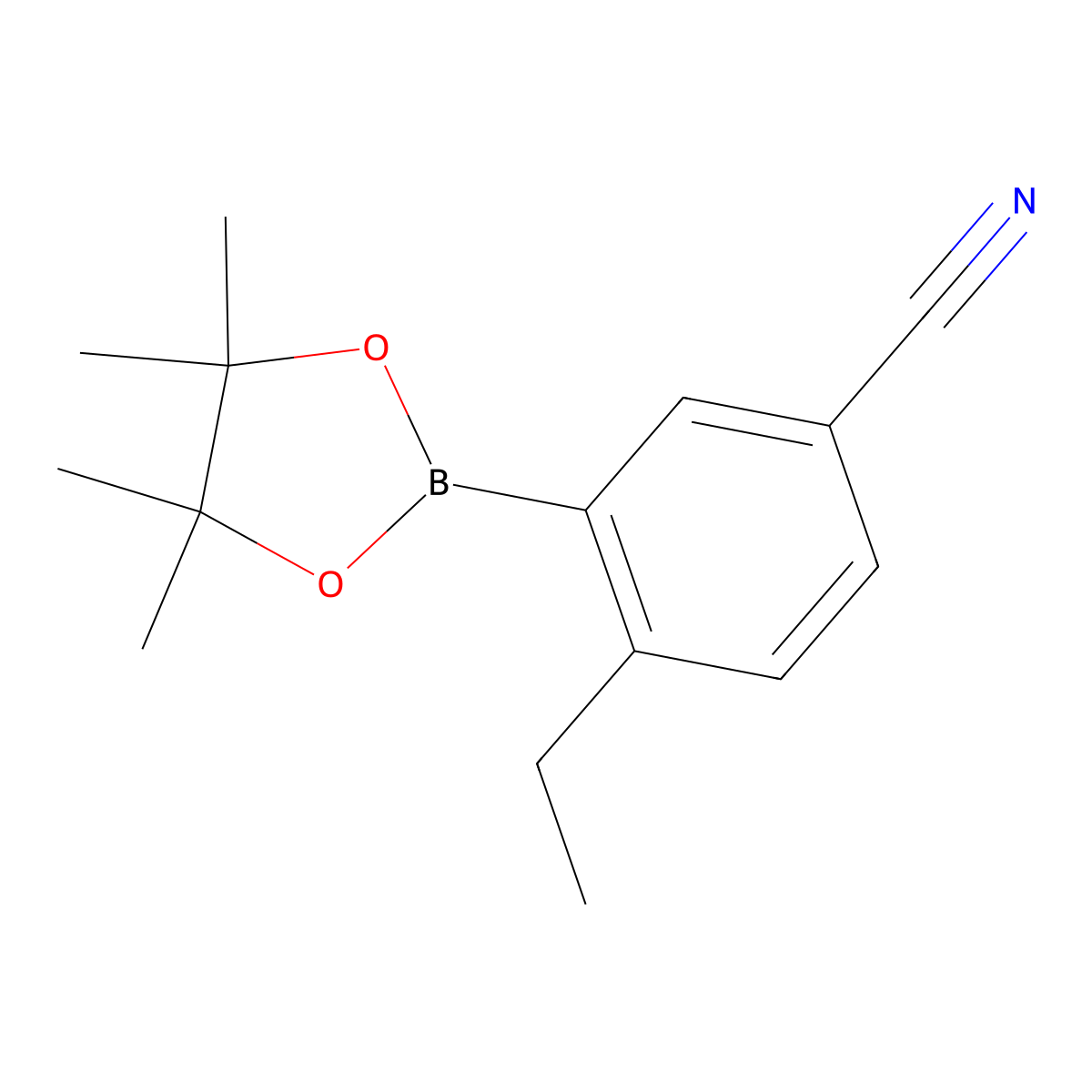 4-ethyl-3-(4,4,5,5-tetramethyl-1,3,2-dioxaborolan-2-yl)Benzonitrile molecular structure, CAS 1448869-99-5