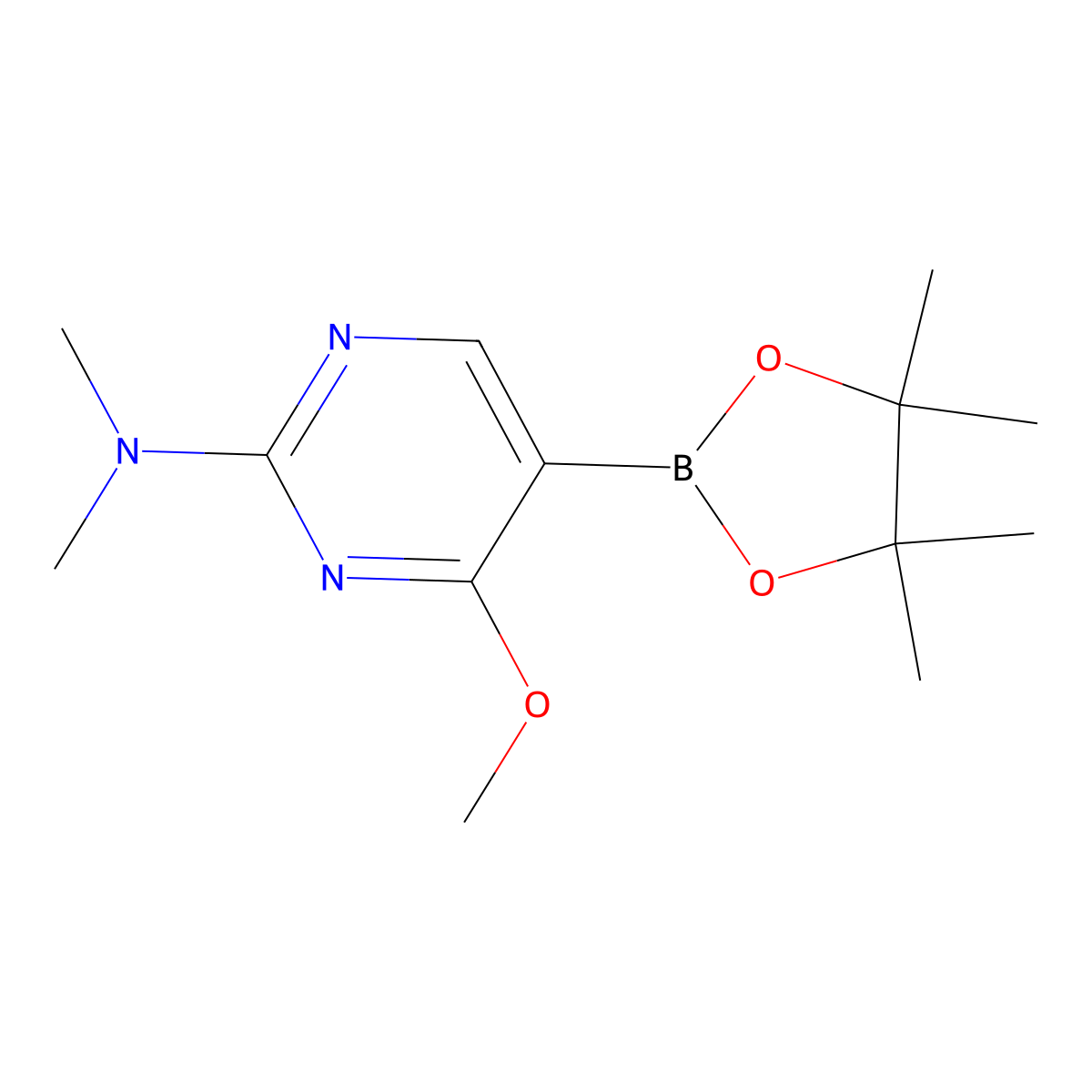4-Methoxy-N,N-dimethyl-5-(4,4,5,5-tetramethyl-1,3,2-dioxaborolan-2-YL)pyrimidin-2-amine molecular structure, CAS 1448870-00-5